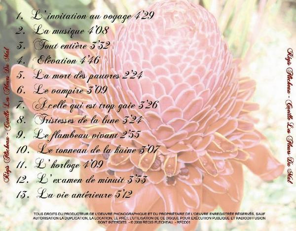 Titres de l`album `Cueille les Fleurs du Mal`